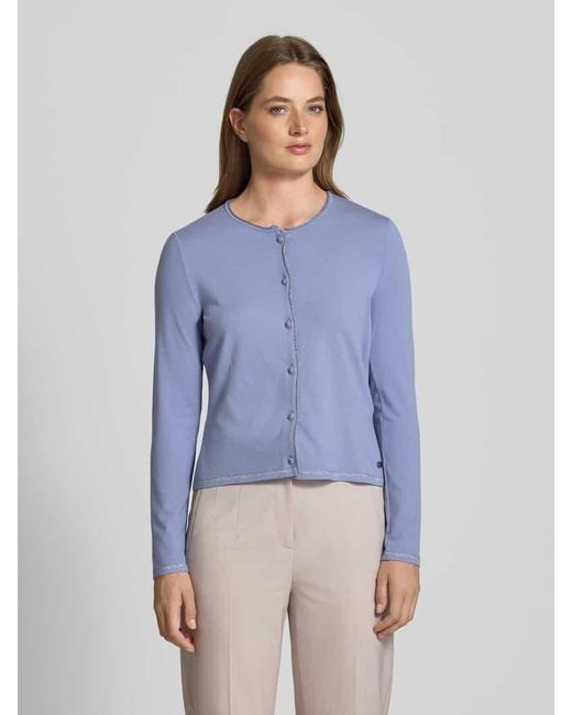 Marc Cain Blue Strickjacke aus Viskose-Mix mit Rundhalsausschnitt