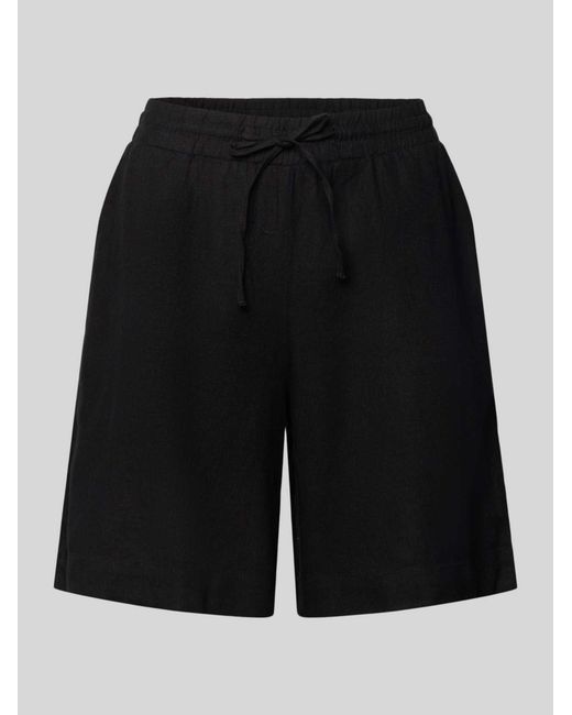 Freequent Linnen Korte Broek Met Elastische Tailleband Model 'Lava' in het Black
