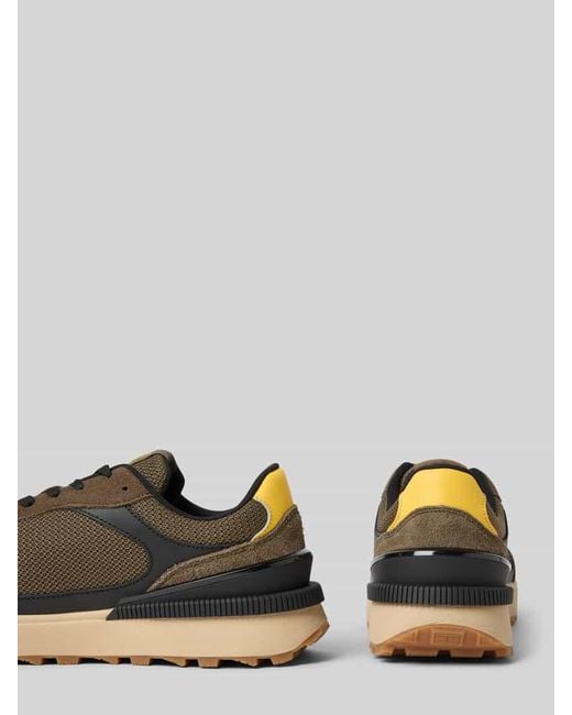 Tommy Hilfiger Low Top Sneaker aus Leder-Mix in Brown für Herren