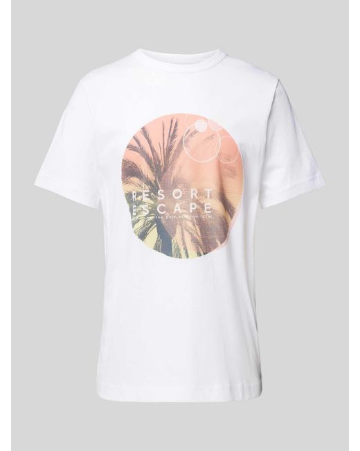 Tom Tailor T-Shirt mit Motiv-Print in White für Herren