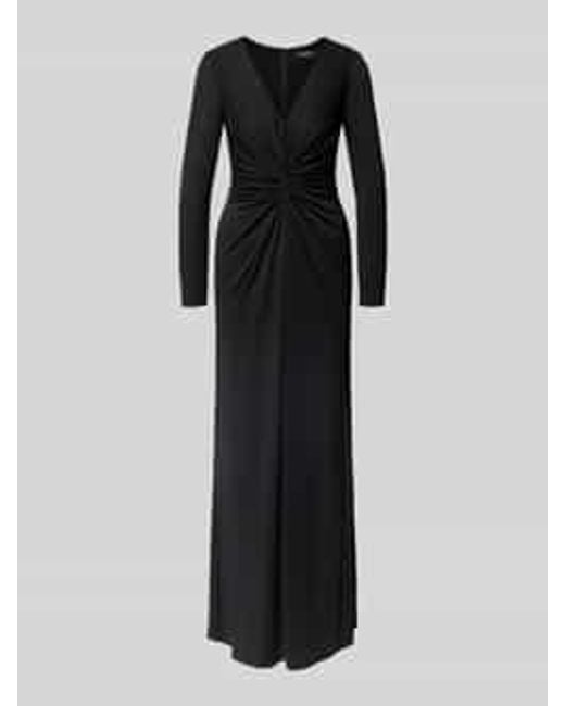 Ralph Lauren Avondjurk Met V-Hals En Knoopdetail, Model 'Nadira' in het Black