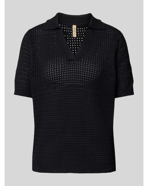 Soya Concept Gebreide Pullover Met 1/2-mouwen En Platte Kraag in het Black