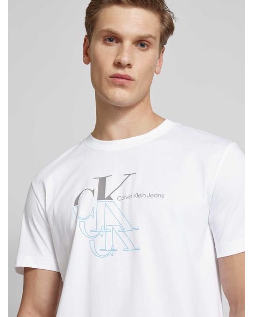 Calvin Klein T-shirt Met Labelprint in het White voor heren