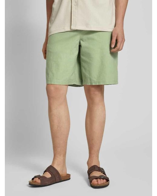 Blend Regular Fit Sweatshorts aus Leinen-Mix Modell 'BAY' in Green für Herren