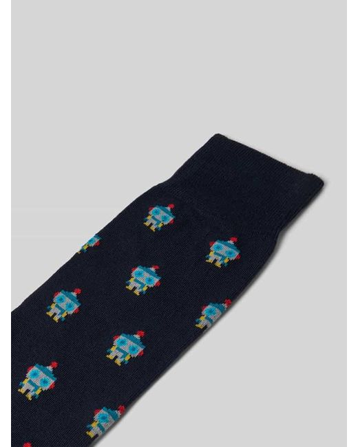 Paul Smith Socken mit gerippten Bündchen Modell 'YEN ROBOT' in Blue für Herren