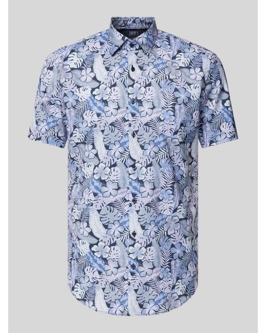 Jake*s Slim Fit Zakelijk Overhemd Met All-over Print in het Blue voor heren