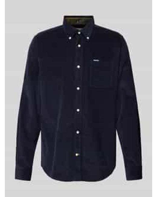 Barbour Tailored Fit Ribcordoverhemd Met Borstzak, Model 'Ramsey' in het Blue voor heren