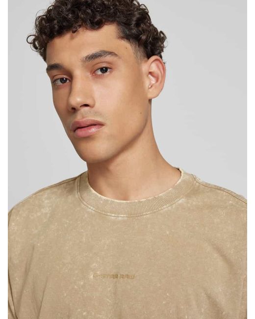 G-Star T-Shirt mit Label-Print in Natural für Herren