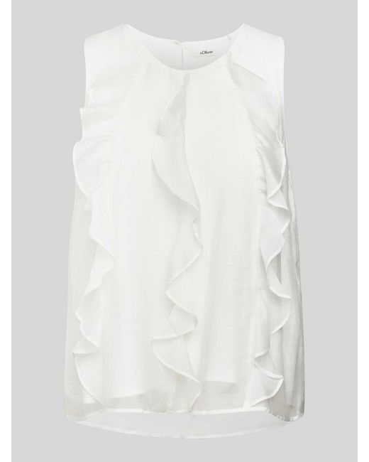 S.oliver White Bluse mit Rüschen