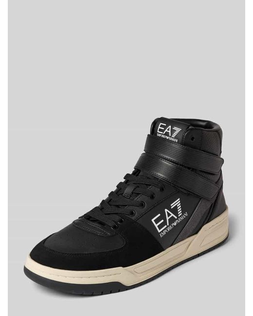EA7 High Top Sneaker mit Label-Prints Modell 'BASELINE BASKET' in Black für Herren