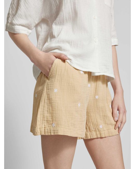 Pieces Natural High Waist Shorts mit elastischem Bund Modell 'MAYA'