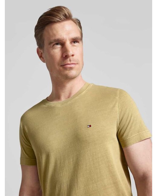 Tommy Hilfiger T-Shirt mit Label-Stitching in Natural für Herren