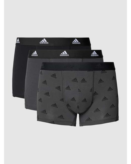 Adidas Trunks mit elastischem Label-Bund im 3er-Pack in Black für Herren