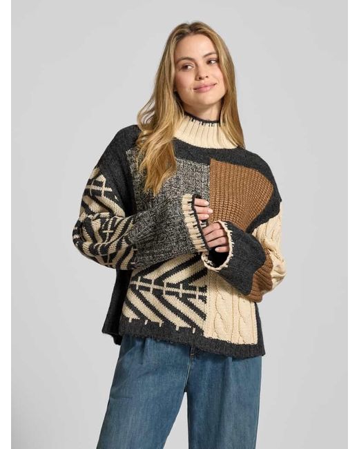 Jake*s Multicolor Strickpullover mit Zopfmuster