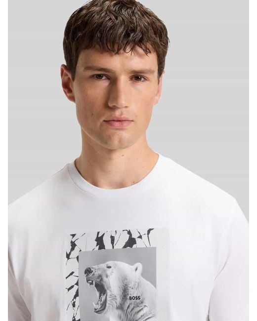Boss Regular Fit T-Shirt aus reiner Baumwolle in White für Herren