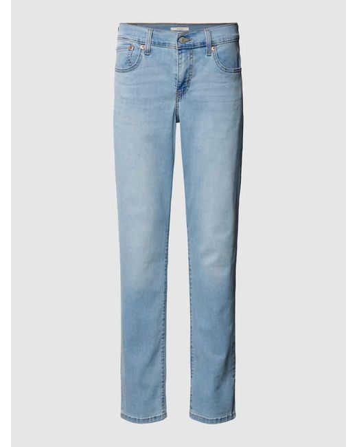 Levi's® 300 Blue Straight Fit Jeans mit Knopfverschluss Modell 'BOYFRIEND'