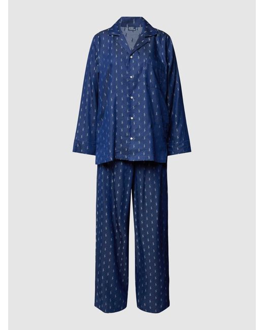 Polo Ralph Lauren Pyjama mit Lyocell-Anteil und Allover-Logo-Muster in Blue für Herren