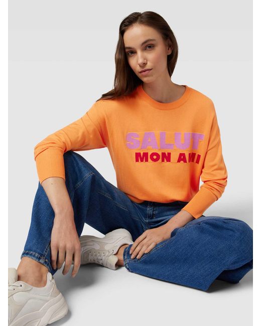 Milano Italy Sweatshirt Met Ribboorden in het Orange