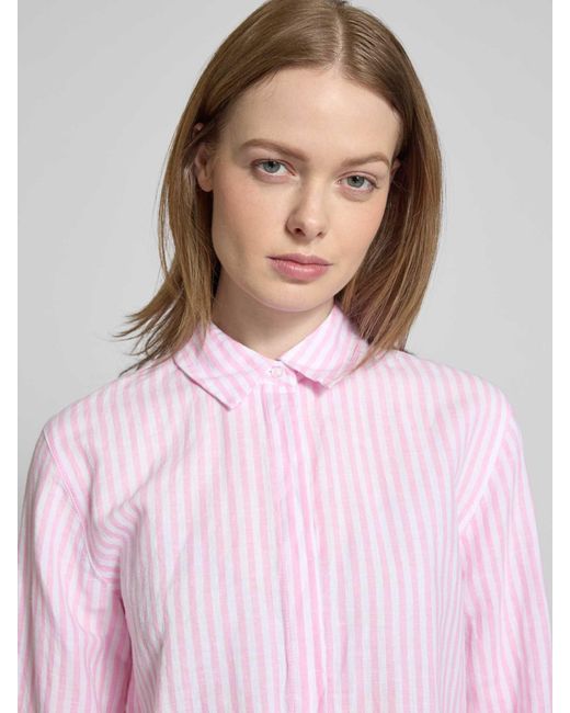 Brax Regular Fit Linnen Blouse Met 3/4-mouwen in het Pink