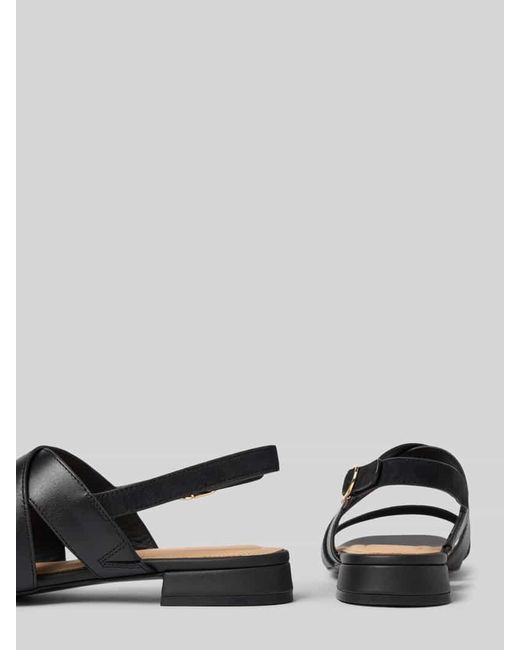 Tommy Hilfiger Black Ledersandale mit TH-Monogramm