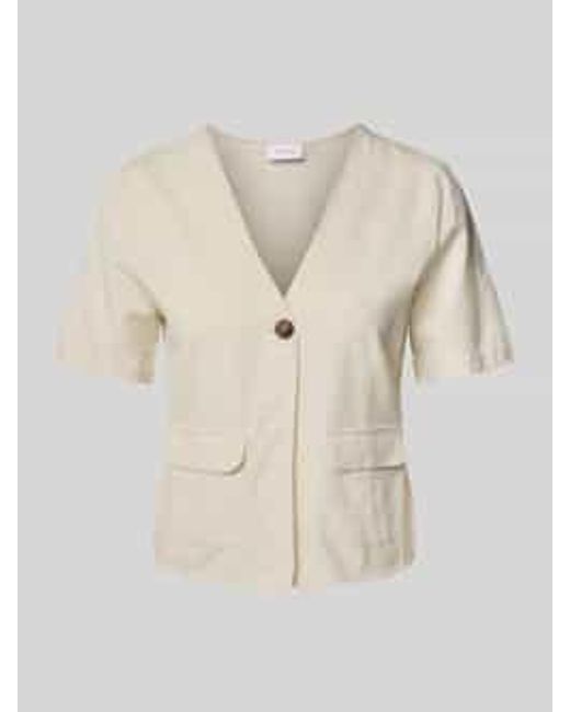 Vila Regular Fit Blouse Met Knoopsluiting En Klepzakken in het Natural