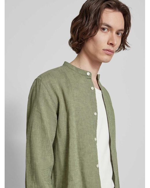 Only & Sons Slim Fit Linnen Overhemd Met Opstaande Kraag in het Green voor heren