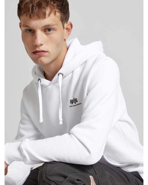Alpha Industries Hoodie Met Labelprint in het White voor heren