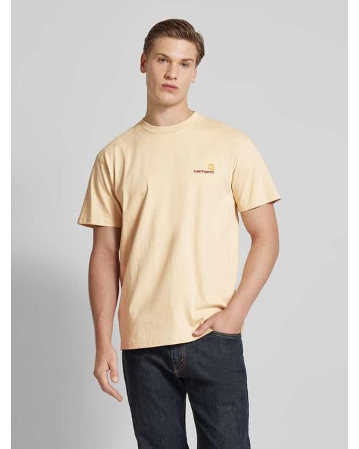 Carhartt T-Shirt mit Label-Stitching Modell 'American Script' in Natural für Herren