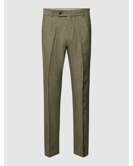 Carl Gross Slim Fit Anzughose aus Leinen mit Bügelfalten Modell 'Tomte' in Green für Herren