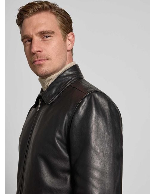 Strellson Regular Fit Leren Jack Van Echt Lamsnappa, Model 'Kellan' in het Black voor heren