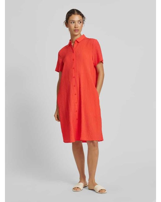 Jake*s Red Knielanges Hemdblusenkleid mit Strukturmuster