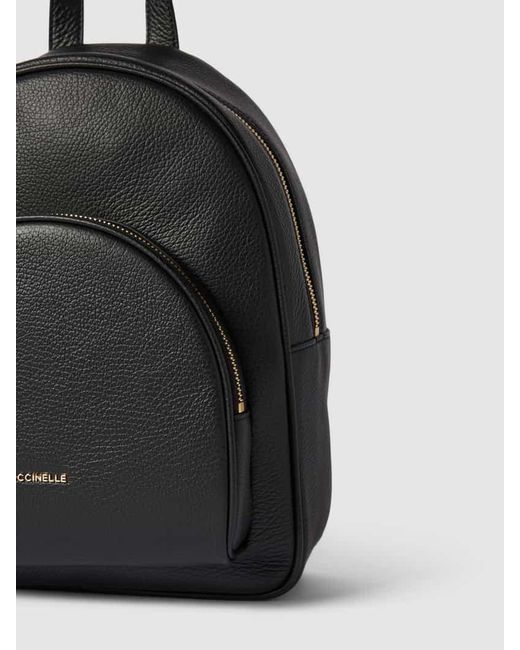 Coccinelle Black Rucksack aus Leder mit Label-Detail Modell 'GLEEN'