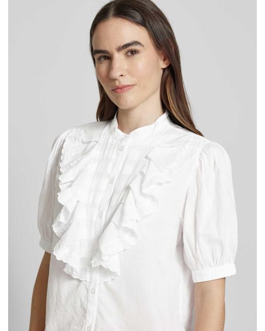 Essentiel Antwerp Regular Fit Blouse Met Opstaande Kraag in het White