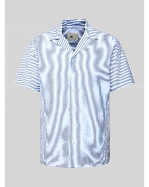 Redefined Rebel Regular Fit Freizeithemd mit Reverskragen Modell 'Jonas' in Blue für Herren