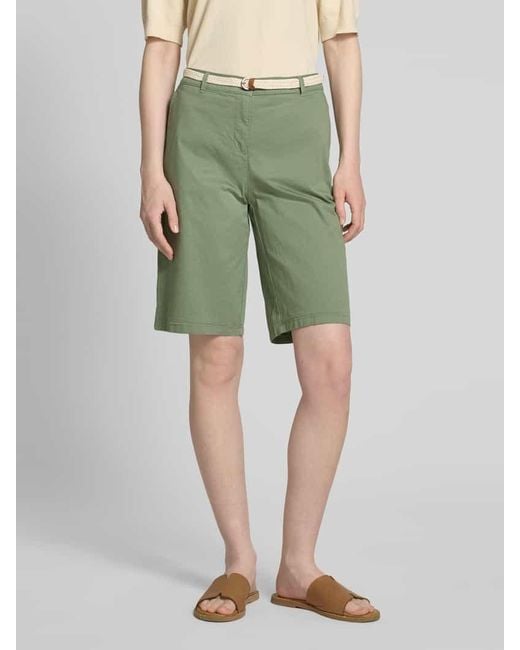 Christian Berg Women Green Bermudas Mit Gürtel Und Französischen Eingrifftaschen