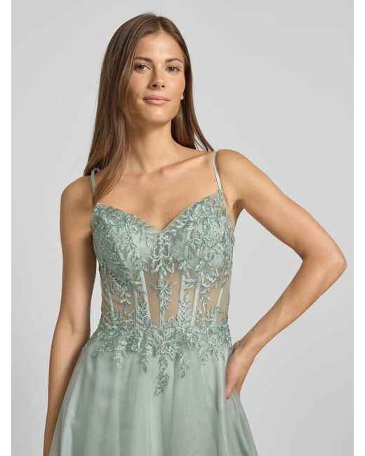 Luxuar Multicolor Abendkleid mit Ziersteinbesatz