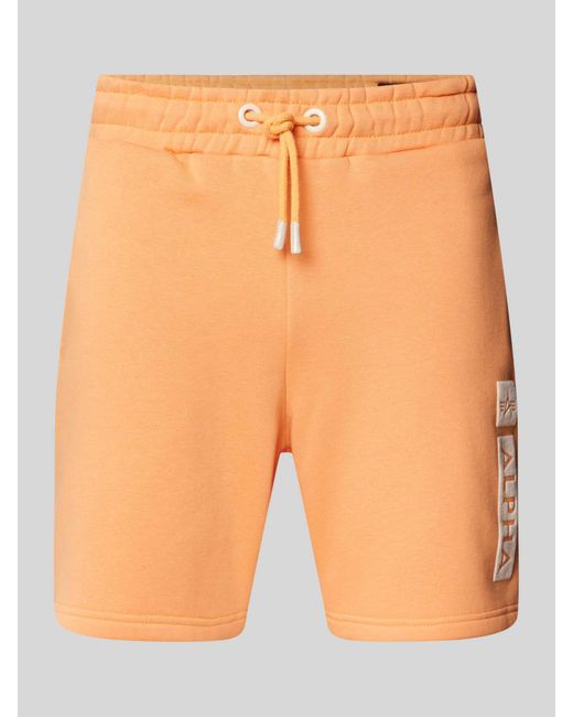 Alpha Industries Regular Fit Sweatshorts Met Labelprint in het Orange voor heren
