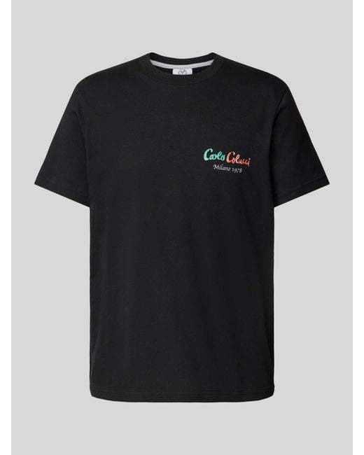 carlo colucci T-Shirt mit Label-Print in Black für Herren