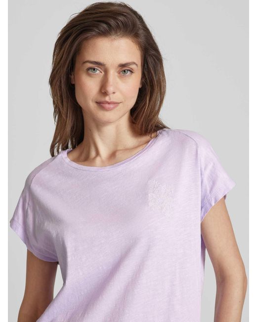 ARMEDANGELS T-shirt Met Bloemenstitching in het Purple