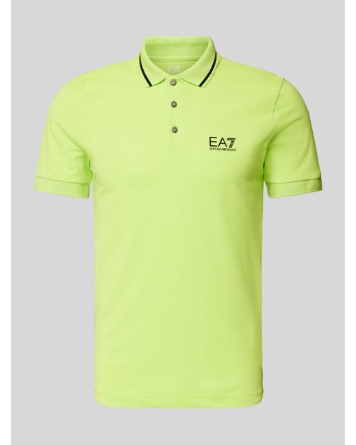 EA7 Slim Fit Poloshirt Met Labelprint in het Yellow voor heren