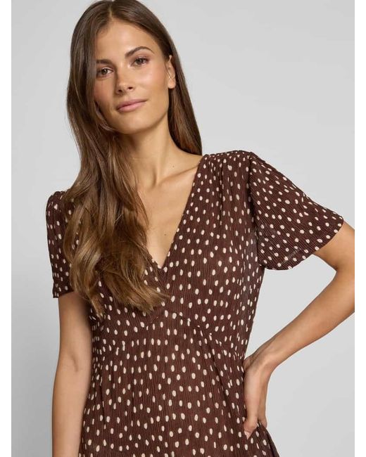 Mango Brown Midikleid mit V-Ausschnitt Modell 'POMI'