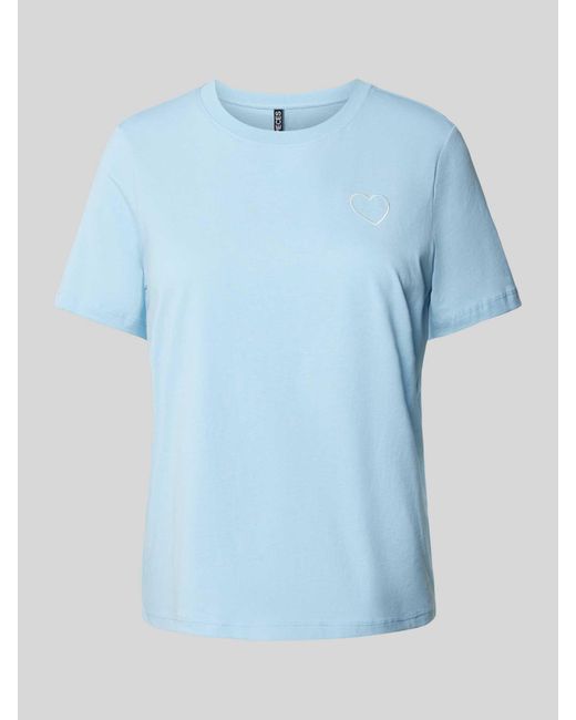 Pieces T-shirt Met Motiefstitching in het Blue