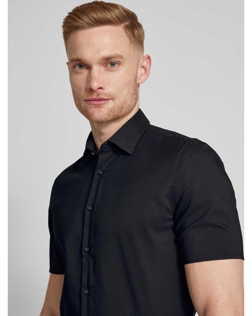Jake*s Slim Fit Zakelijk Overhemd Met 1/2-mouwen in het Black voor heren