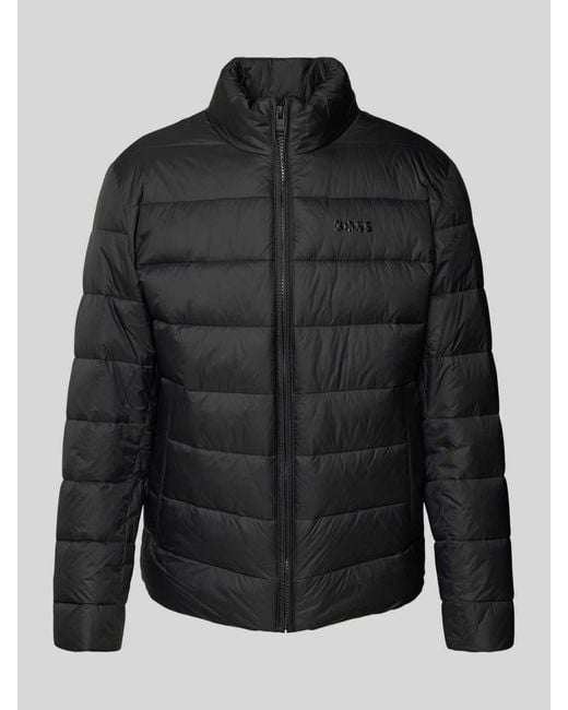 Boss Regular Fit Gewatteerd Jack Met Labelprint, Model 'Ciko' in het Black voor heren