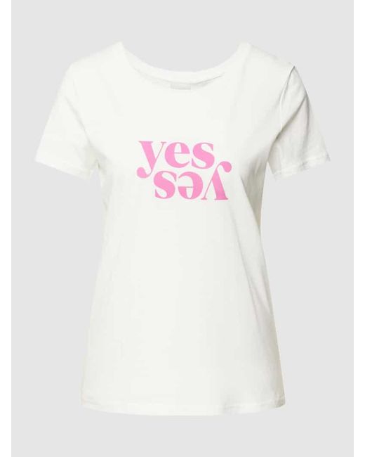 Ichi Pink T-Shirt mit Statement-Print Modell 'Kamille'