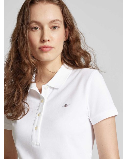 Gant Slim Fit Poloshirt Met Labelstitching in het White