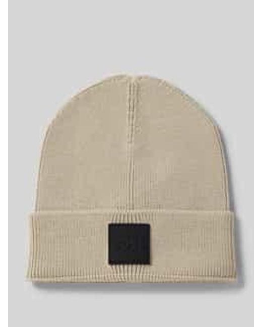 Boss Beanie Met Labeldetail, Model 'Foxxy' in het Natural voor heren