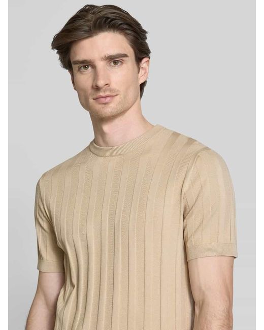 Lindbergh T-Shirt mit Strukturmuster in Natural für Herren