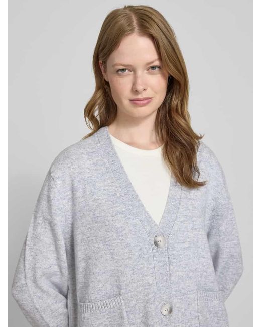 Comma, Gray Strickjacke aus Woll-Mix mit V-Ausschnitt