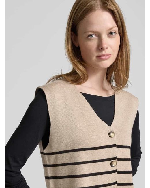 Freequent Natural Strickweste mit V-Ausschnitt Modell 'ANI'